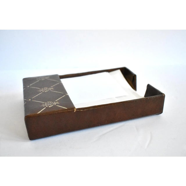 Vintage Italian Faux Leather Scrap Paper Holder For Sale - Image 4 of 6