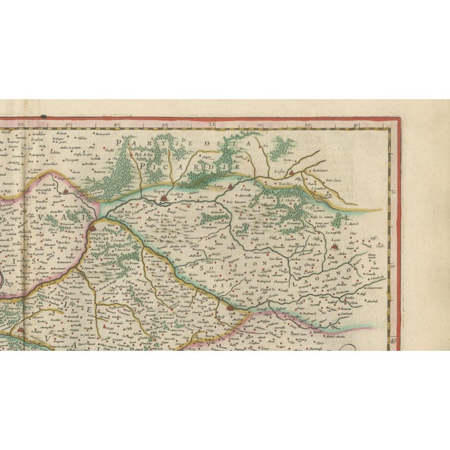Black Blaeu Map of Île-De-France Paris Region with Royal Arms, 1642 For Sale - Image 8 of 10