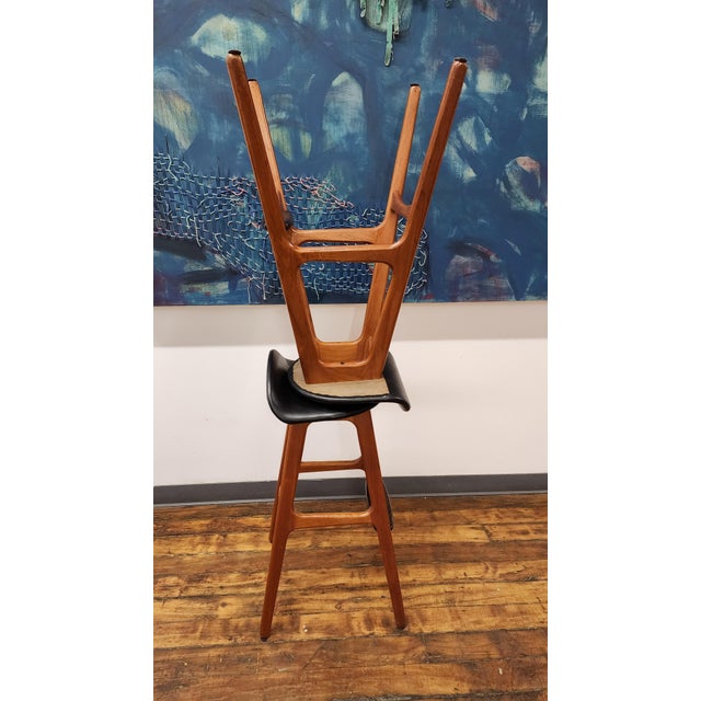 Oddense Maskinsnedkeri Vintage Teak Barstools by Erik Buch - A Pair For Sale - Image 4 of 5