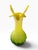 Striking vintage Jack-in-the-Pulpit glass vase in vibrant yellow and green, featuring an organic sculptural form with a...