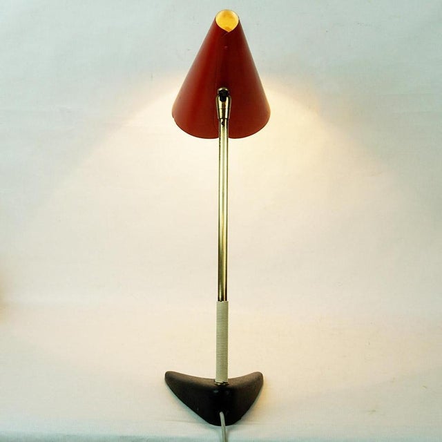 Mid-Century Austrian Brass and Iron Table Lamp attributed to J. T. Kalmar, 1950s For Sale - Image 12 of 15