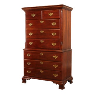 Statton Chippendale Style Cherry Chest on Chest For Sale