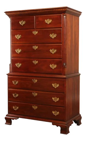 Statton Chippendale Style Cherry Chest on Chest
