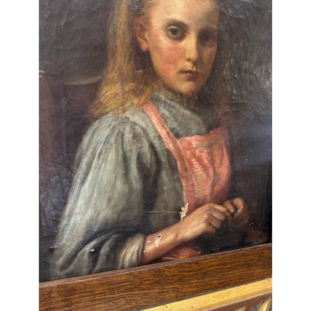 “Alice in Wonderland” Portrait, Oil Painting, Circa 1800s For Sale - Image 9 of 12