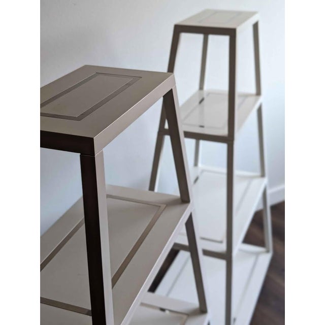 Nice Pair of Pyramid Shaped Jonathon Adler Shelves With Chrome Accents. For Sale In Seattle - Image 6 of 7