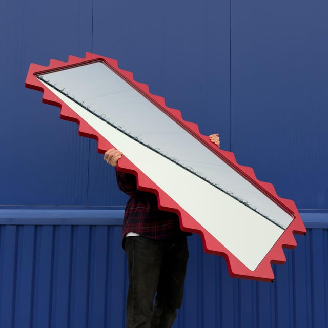 Sky Blue Light Blue Large Designer Entryway & Dressing Oberig 114 Mirror For Sale - Image 8 of 17