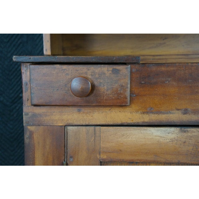 Late 19th Century Rare Primitive Antique American Farmhouse Oak Dry Sink Stepback Hutch Cupboard For Sale - Image 9 of 18