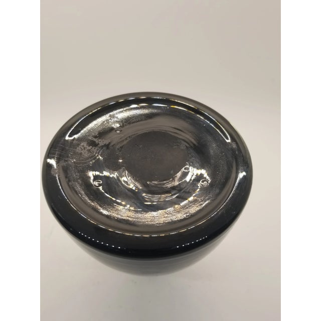 Pop Art 1980s Dark Amethyst With White Trim Hand Blown Studio Vase For Sale - Image 3 of 4