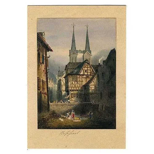 An original c.1830s watercolour painting Boppart on the Rhine, Germany.A beautiful view at Boppard (formerly also spelled...