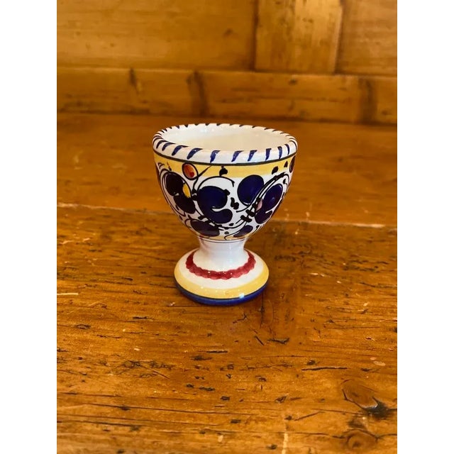 Italian Vintage Deruta Hand-Painted Egg Cup For Sale - Image 3 of 6