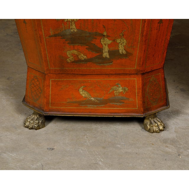 19th Century English Victorian Red Lacquer Cellarettes with Chinoiseries - a Pair For Sale - Image 12 of 12