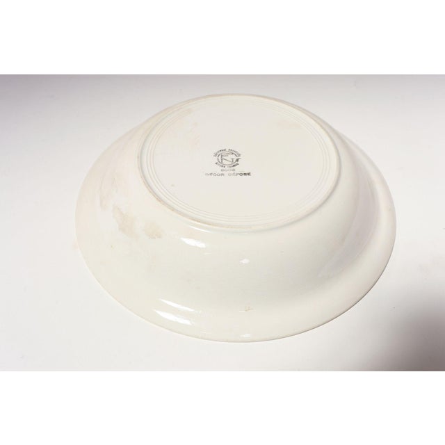 Vintage French Raspberry Tartan Plaid Porcelain Bowl by Faïencerie Givors For Sale - Image 4 of 15