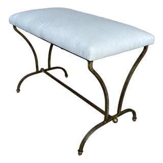 Spanish Mid Century Modern Iron Bench With Arched Base For Sale