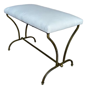 Spanish Mid Century Modern Iron Bench With Arched Base
