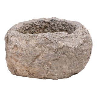 Antique Chinese Raw Stone Basin, 19th Century For Sale