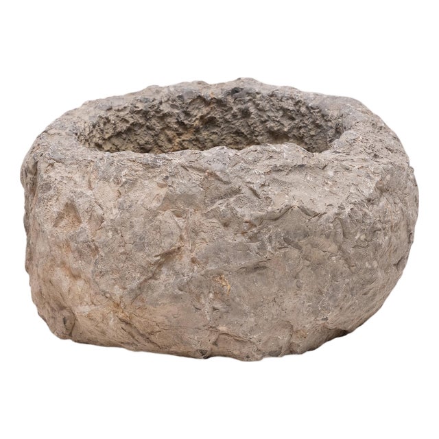 Antique Chinese Raw Stone Basin, 19th Century For Sale