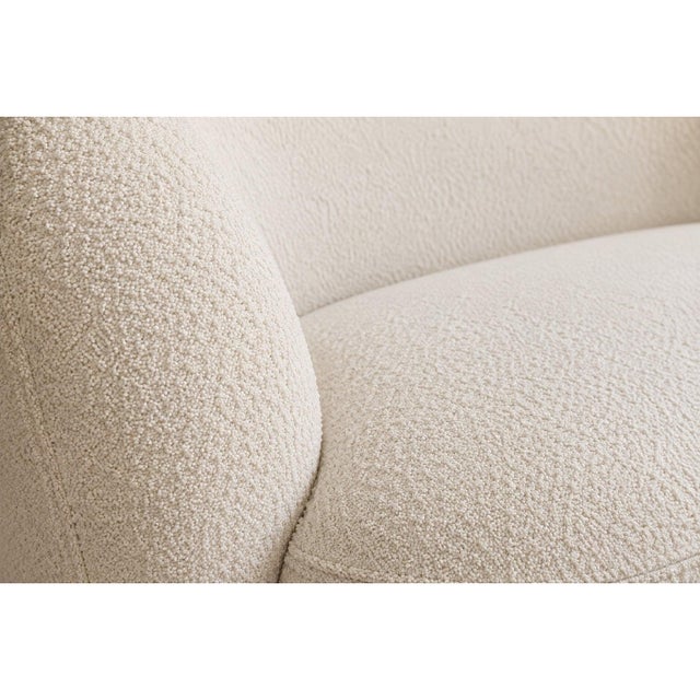 Art Deco Contemporary White Bouclé Curved Sofa With Sculptural Organic Form For Sale - Image 3 of 7