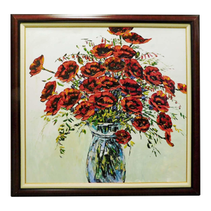 Maya Eventov "Morning Poppies in Bloom" Flowers Original Acrylic Painting Canvas