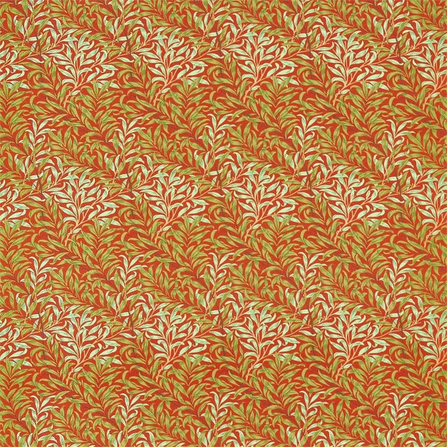 Morris & Co Willow Bough Fabric in Tomato/Olive For Sale
