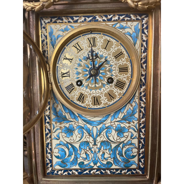 Metal Tiffany & Co 18th Century French Empire Mantle Clock/Candelabra Set For Sale - Image 7 of 12
