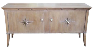 French Two-Door Cerused Oak Sideboard With Silver Leaf Motifs