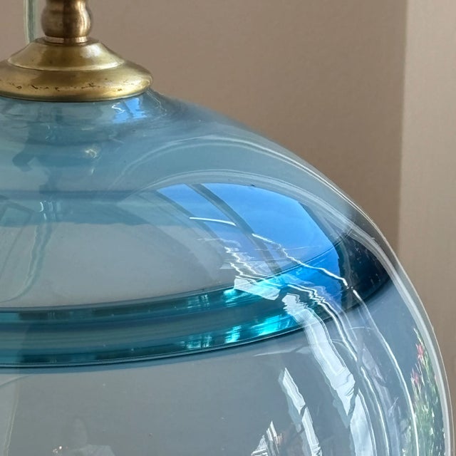 Robin's Egg Blue Late-20th Century Richard Harkness Blown Glass Orb Table Lamp For Sale - Image 8 of 16