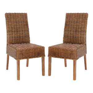 18''H Rattan Side Chair in Light Brown - a Pair