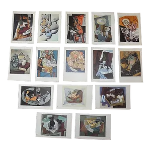 Vintage Mid Century Modern Diminutive Abstract Juan Gris Lithographs - Set of 15