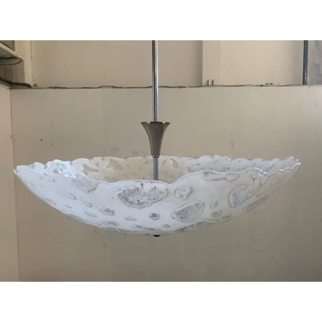 1960s Satin Glass Chandelier with Irregular Bubbles For Sale - Image 5 of 10