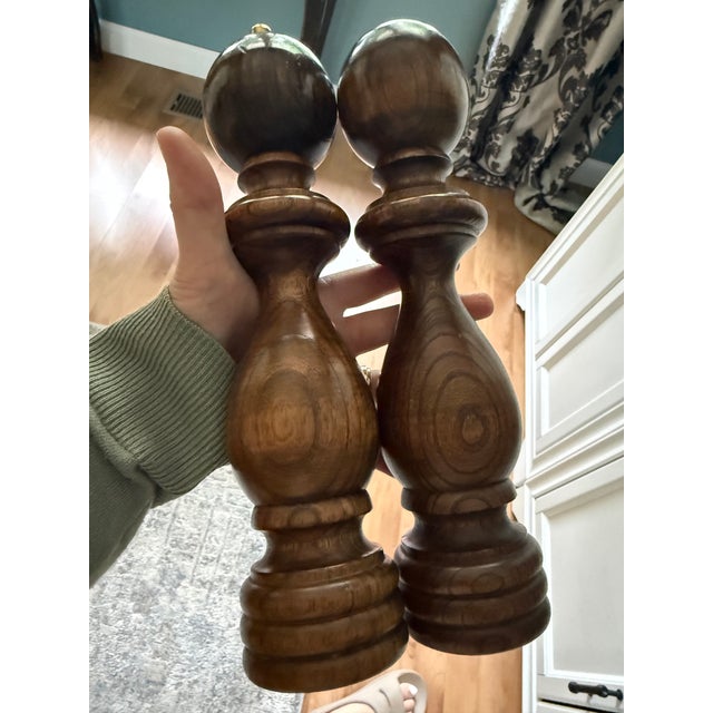 Mid-Century Catalina Wooden Salt Shaker & Pepper Mill Set 11" Tall Japan For Sale - Image 4 of 8