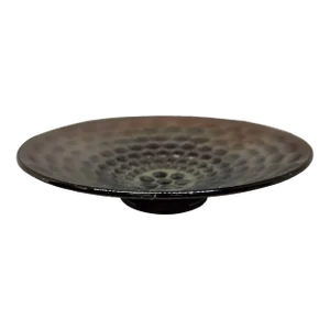 Vintage Fenton Purple Coin Dot Round Pedestal Bowl Carnival Glass