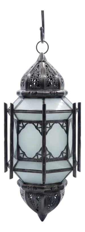 Handmade Iron Lantern With Aged Bronze Finish & Frosted Glass