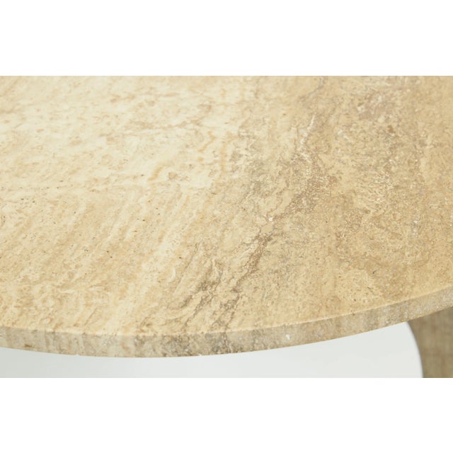 Cream Knoll Mid-Century Modern 30 inch Round Travertine Top Saarinen Coffee Table For Sale - Image 8 of 13
