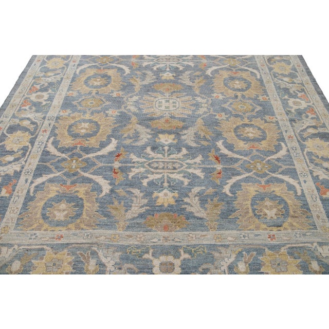 Blue Blue Contemporary Sultanabad Wool Rug With Allover Design For Sale - Image 8 of 11