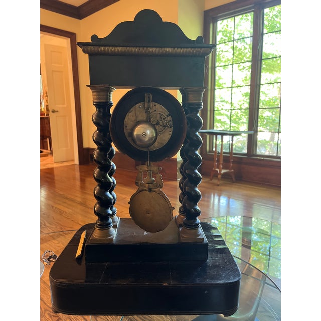 An exceptional and rare 19th-century French Napoleon III portico clock, uniquely customized with an enamel dial for the...