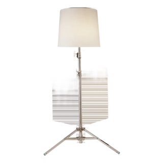 Thomas O'Brien by Visual Comfort Signature Studio Floor Lamp in Polished Nickel with Linen Shade For Sale