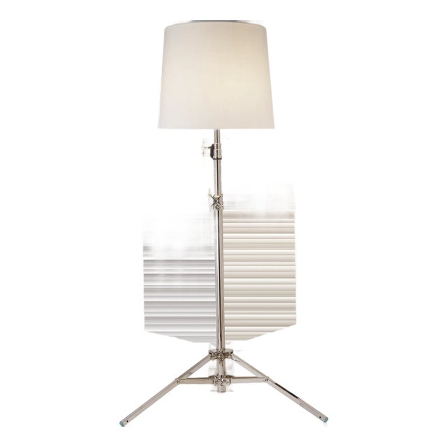 Thomas O'Brien by Visual Comfort Signature Studio Floor Lamp in Polished Nickel with Linen Shade For Sale