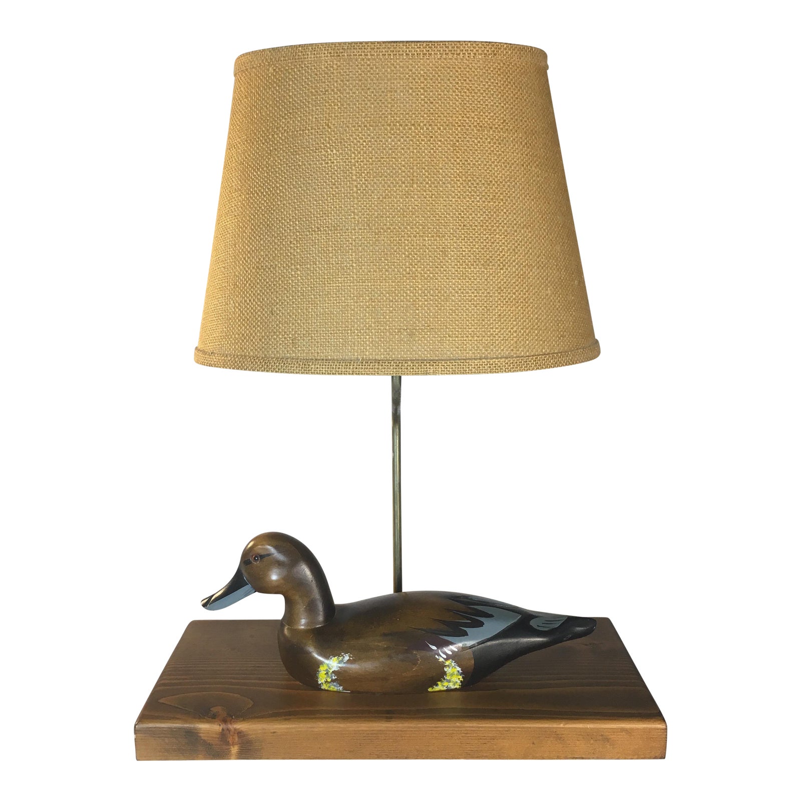 Wooden Duck Lamp & Burlap Shade Chairish