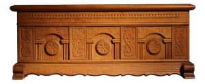 Carved Oak Chest with Decorative Front, Germany, 1970s