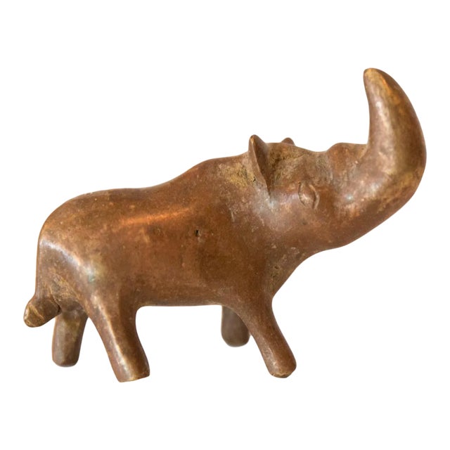 Vintage African Medium Copper Rhino For Sale