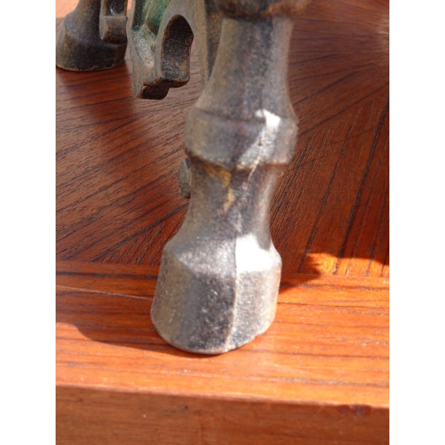 Vintage French Cast Iron White W Tassels Footstool W Green Emblem For Sale - Image 11 of 12