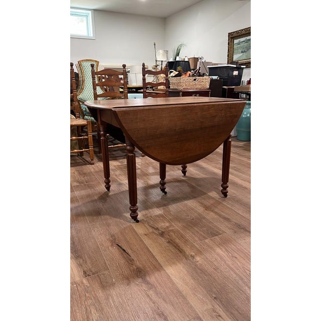 Mid-Century Modern Vintage Oak Drop-Leaf Dining Table For Sale - Image 3 of 7