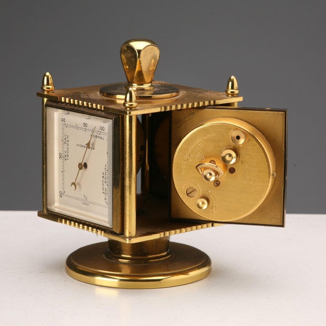 Metal Table Clock in Gold-Plated Brass For Sale - Image 7 of 10