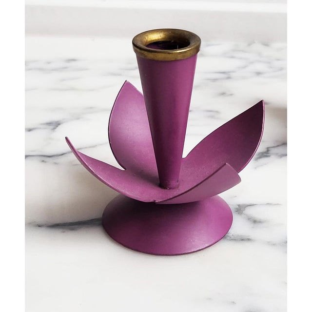 Gunnar Ander Mid-Century Swedish Candleholders by Gunnar Ander for Ystad Metall, 1950s, Set of 2 For Sale - Image 4 of 7