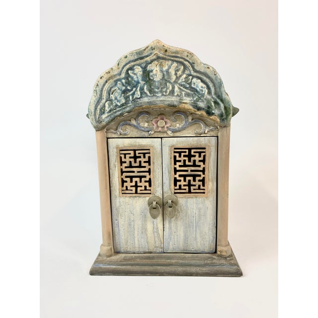This handcrafted little Chinese wooden house is new production - however, using a tile from the 18th C ceramic tile as the...