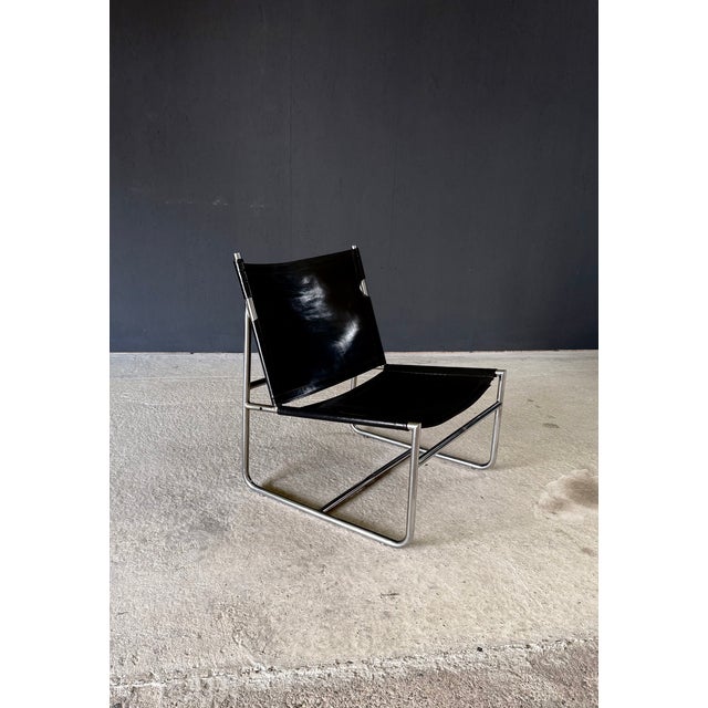 Mid-Century Modern Minimalist Leather Lounge Chair, France, 1970s For Sale - Image 6 of 18