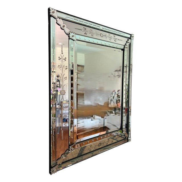 Elevate your space with this exquisite 1980s Venetian wall mirror, a beautifully preserved vintage piece that exudes...