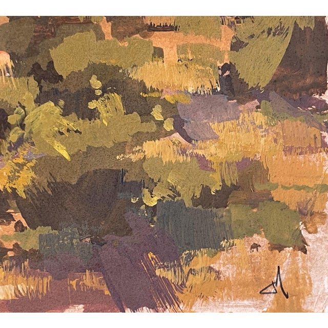 Contemporary Under the Overpass by Judd Mercer | Gouache Landscape with an overpass and distant city skyline For Sale - Image 3 of 3