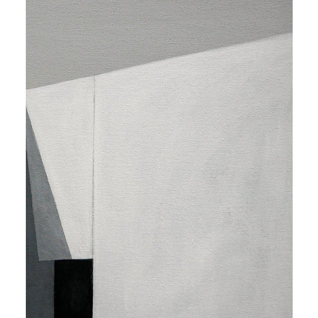 Scott Woodard "Oasis" Gray and Black Abstract Surrealist Architectural Landscape Painting, 2019 For Sale - Image 11 of 11