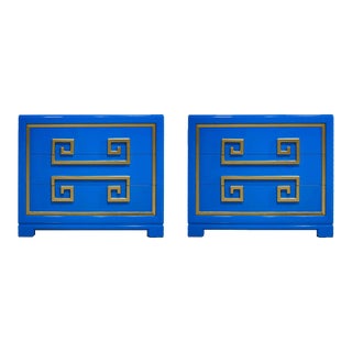 1940s Hollywood Regency Kittinger Greek Key Chests Newly Lacquered - a Pair For Sale